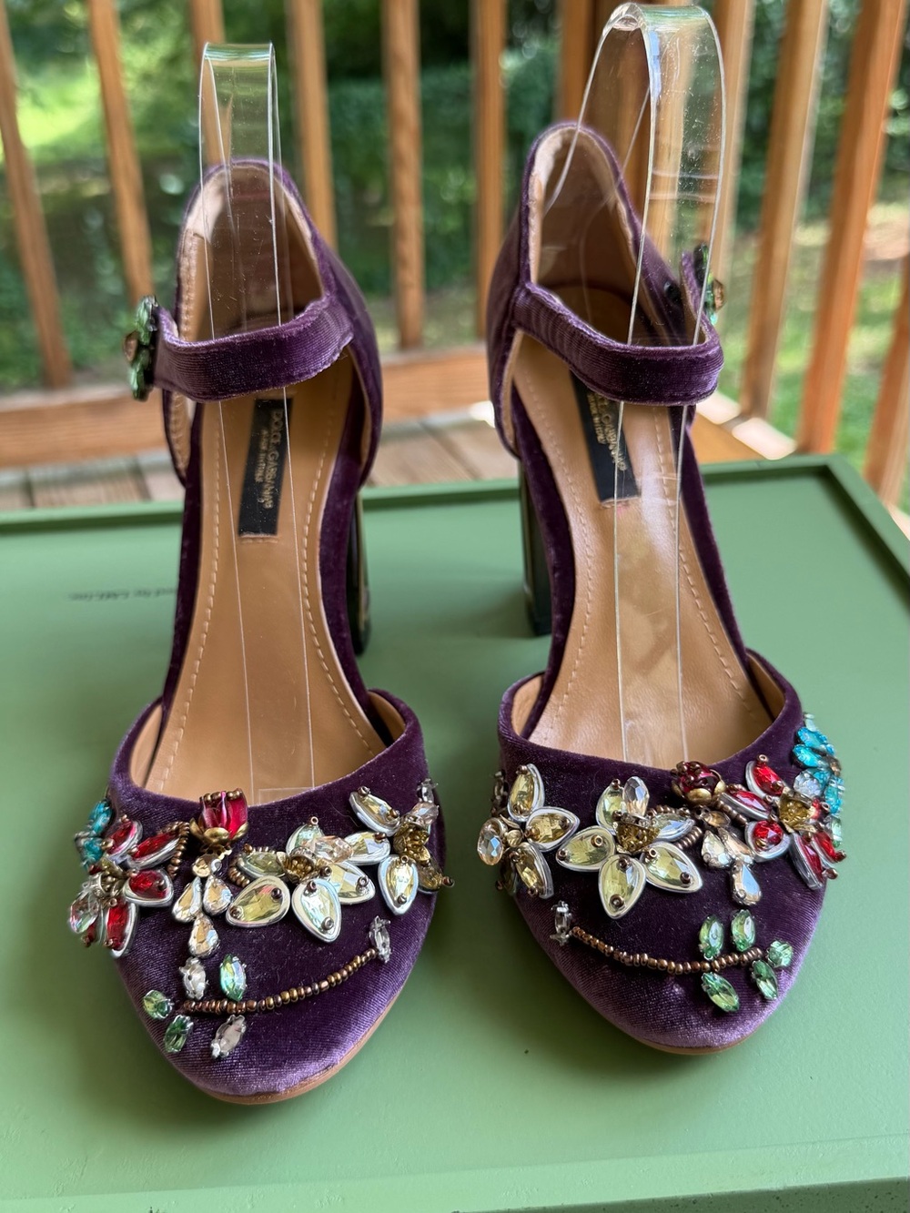 EUC Dolce and Gabbana  Embellished Ankle-Strap Heels - Purple sz 40 US 9